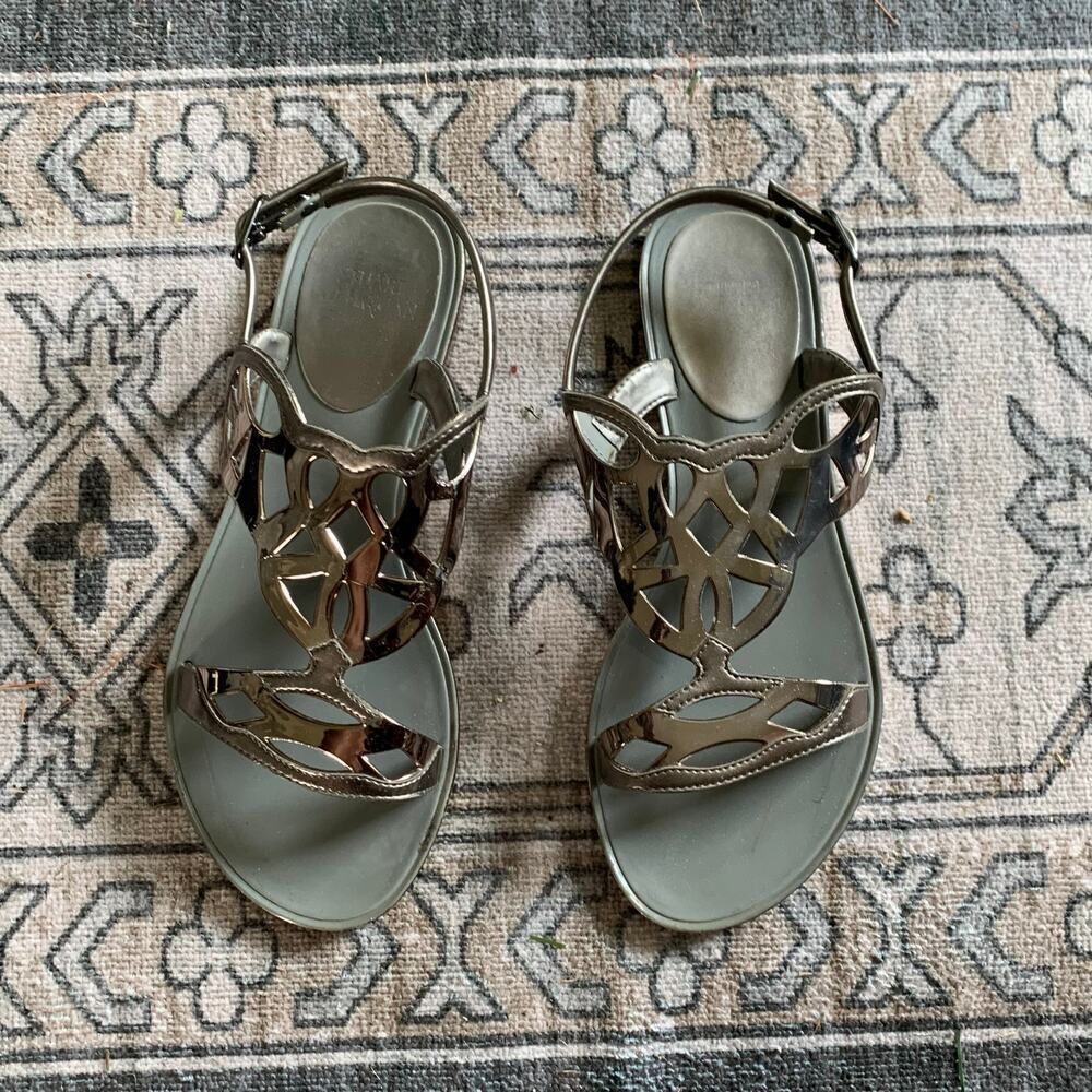 Stuart Weitzman Gelfisher Graphite Sandals Size 8 - Picture 1 of 4